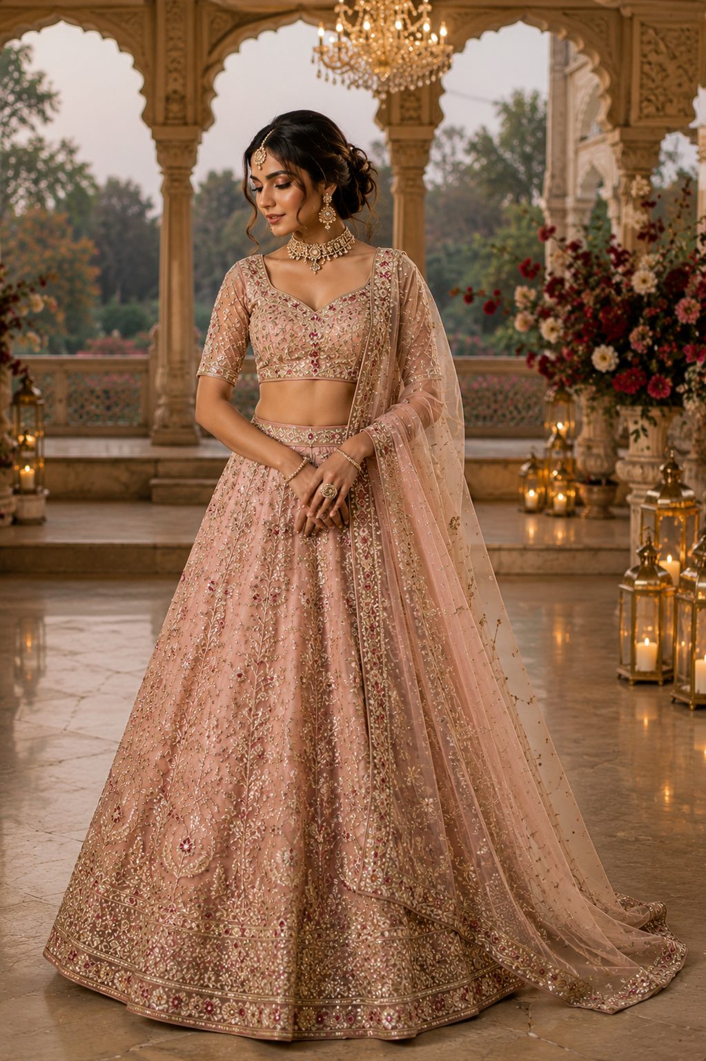 Blush Pink Sequinned Lehenga