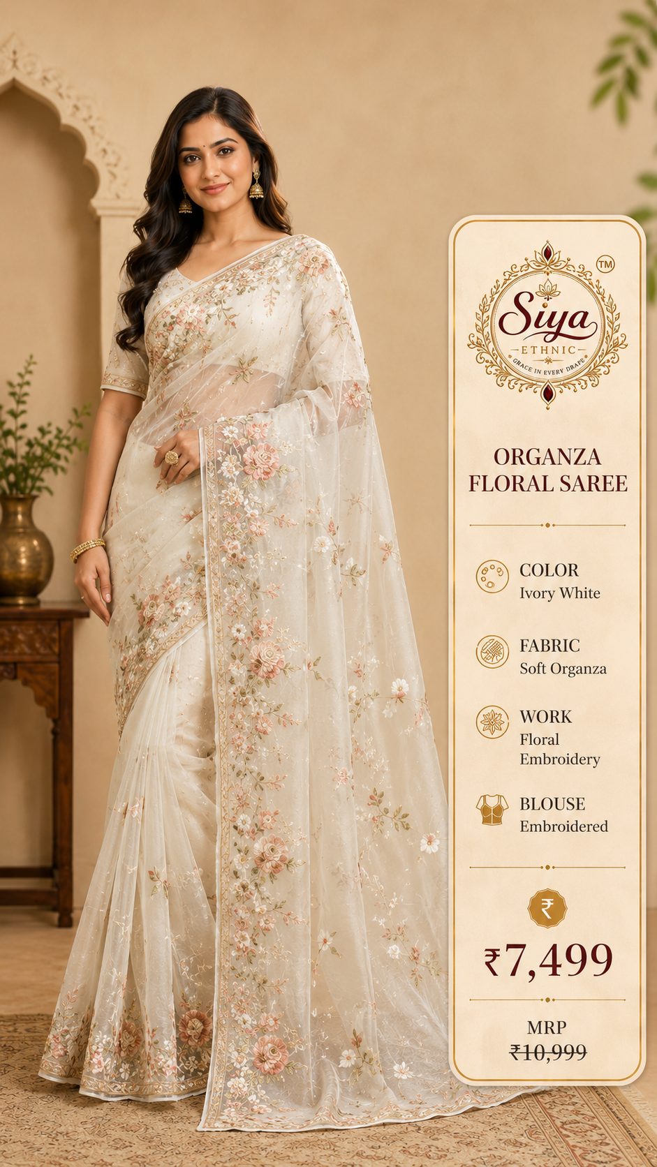 Organza Floral Saree