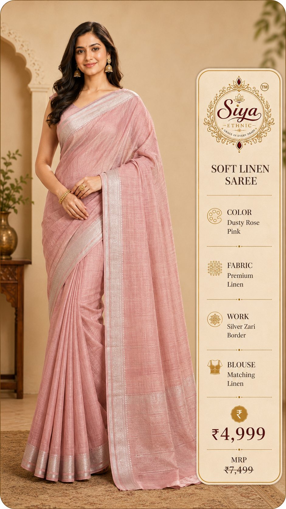 Soft Linen Saree