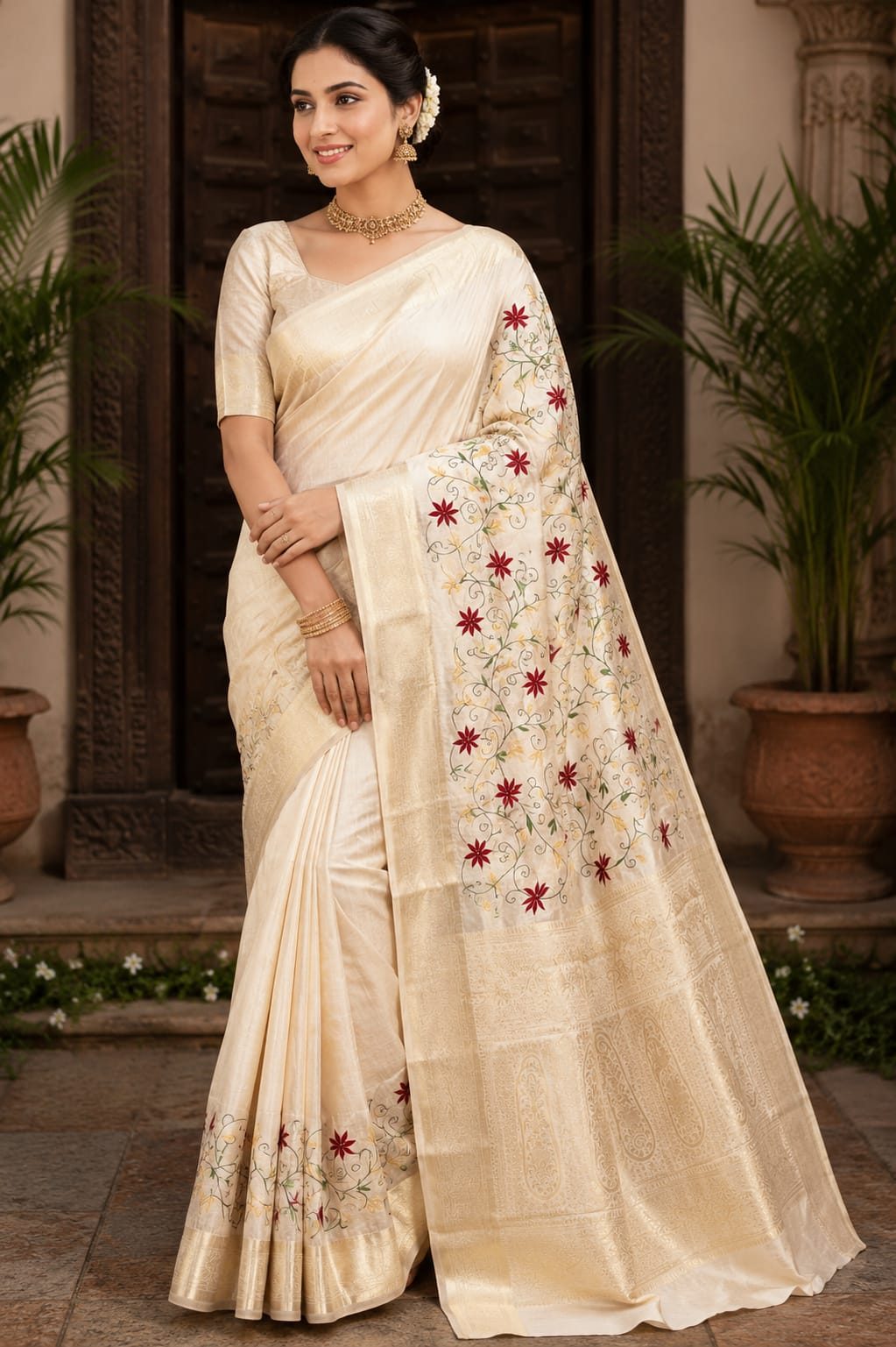 Temple Linen Saree