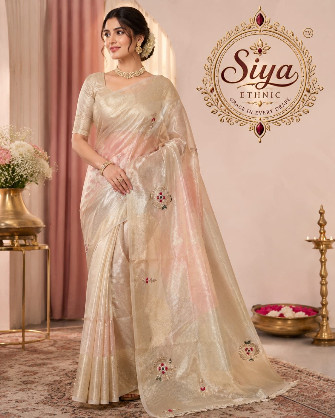 Cream Silk Floral
