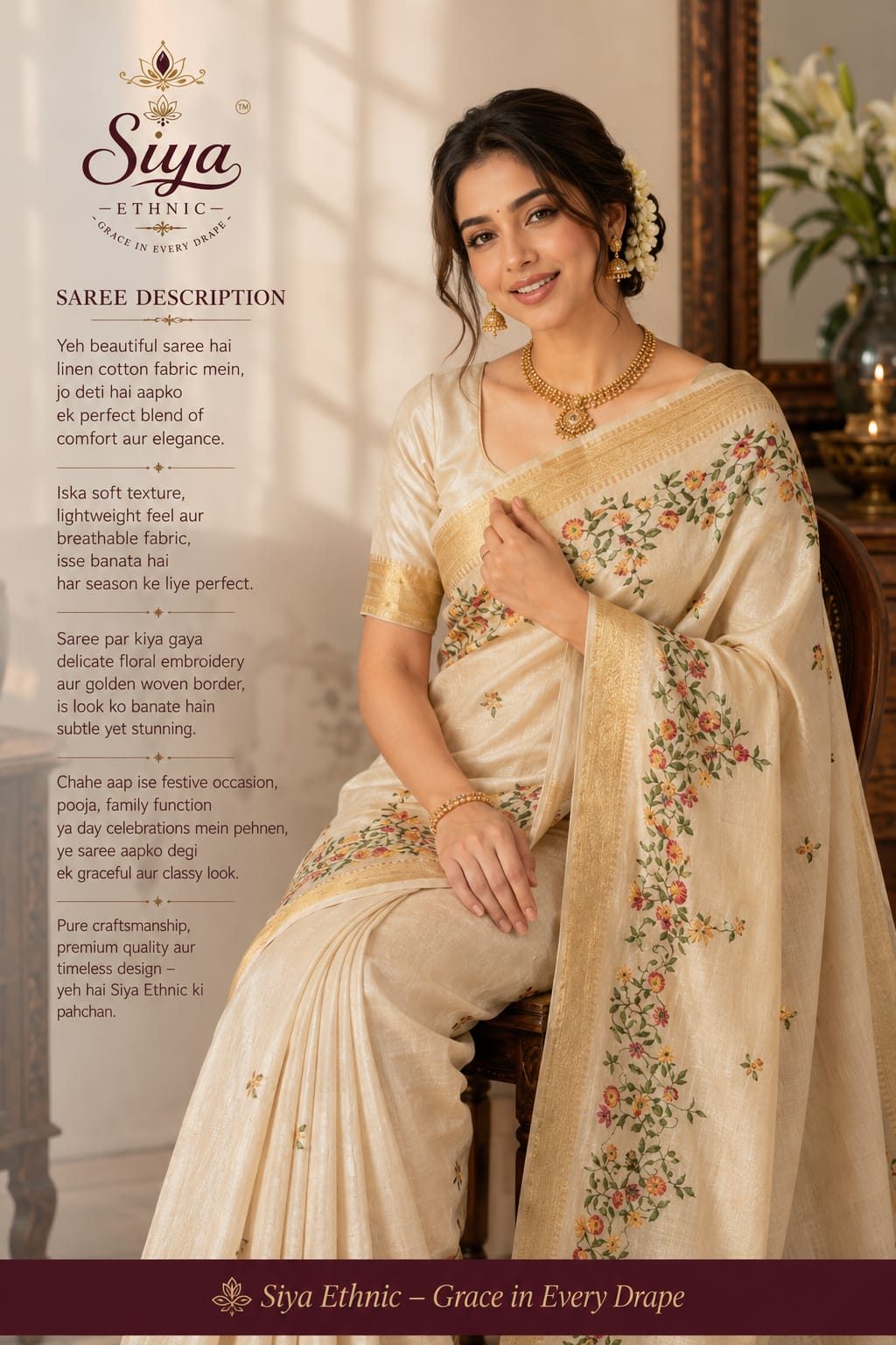 Gold Organza Kundan