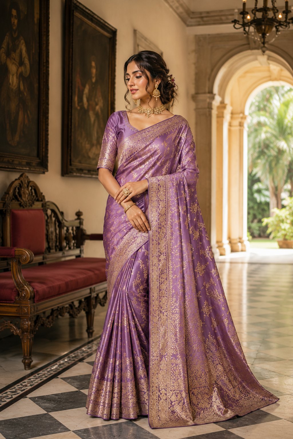 Lavender Kanjivaram Silk Saree