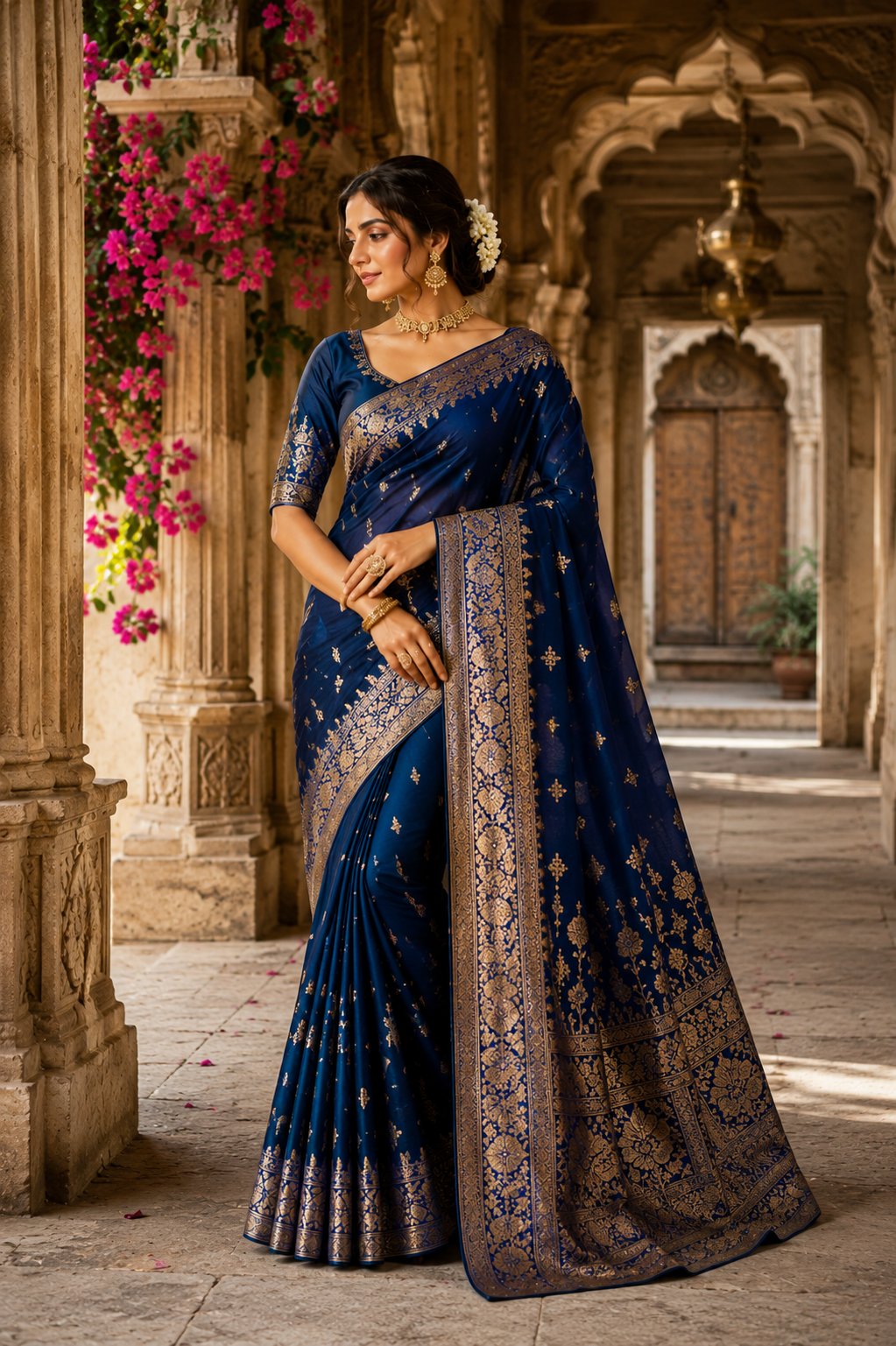 Midnight Blue Banarasi Saree
