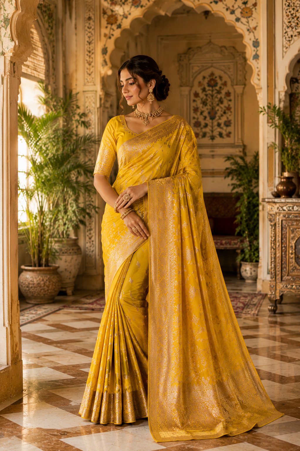 Sunshine Yellow Organza Saree