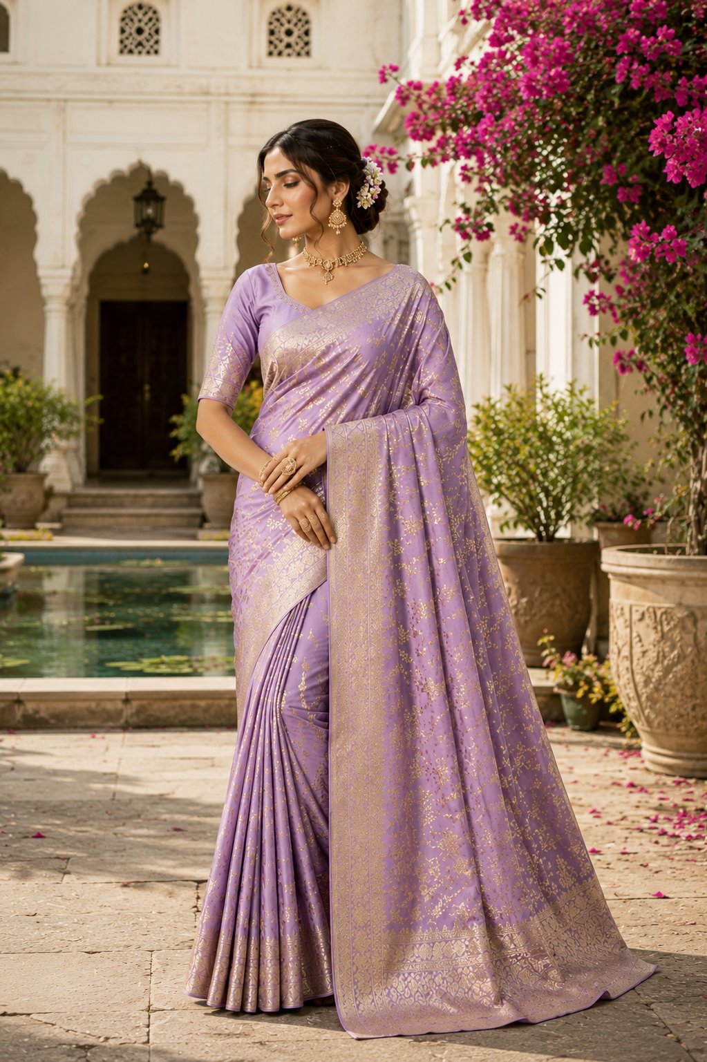 Lilac Tissue Silk Saree