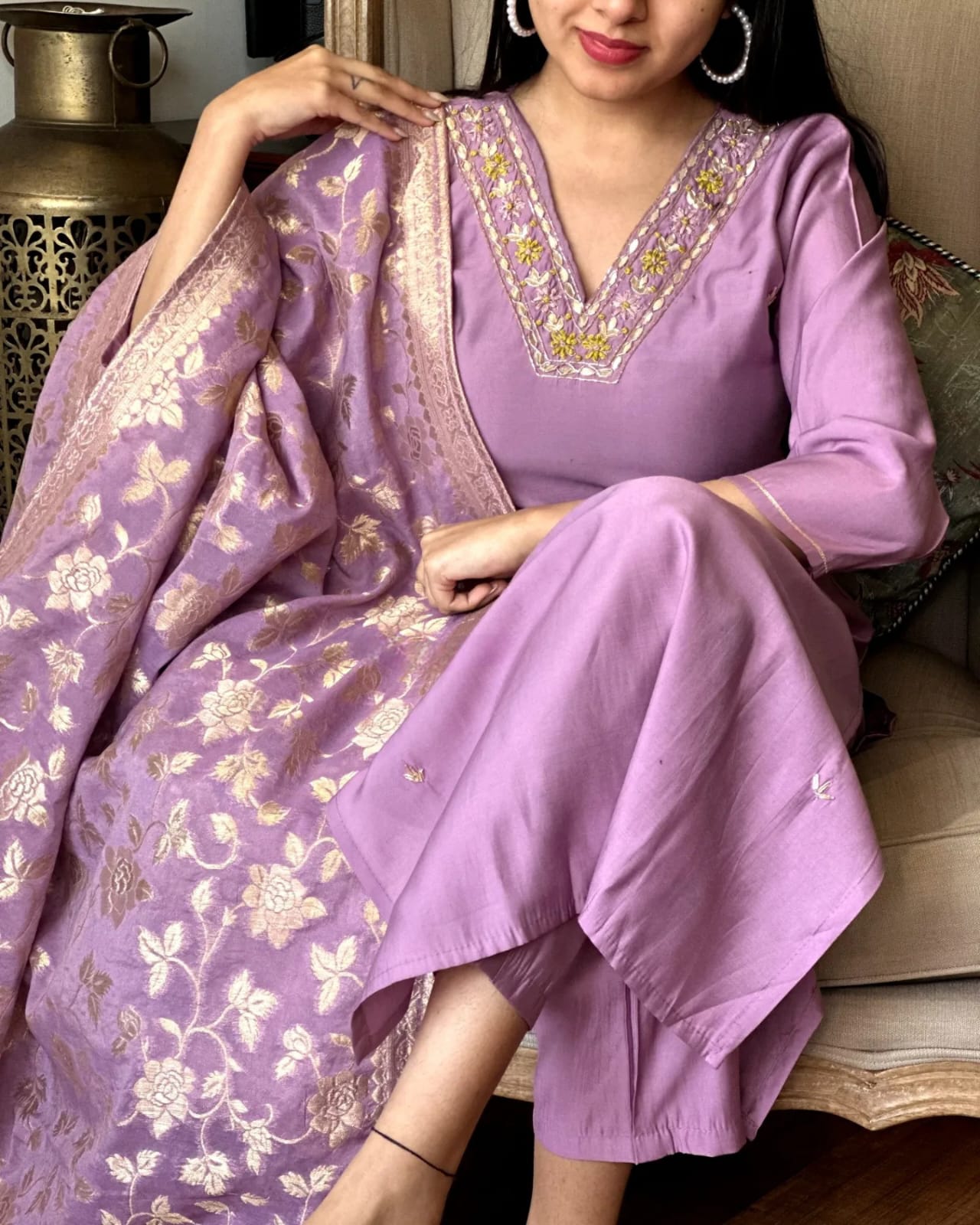 Joyful Viscose Silk Kurta Set with Beautiful Dupatta and Pants.