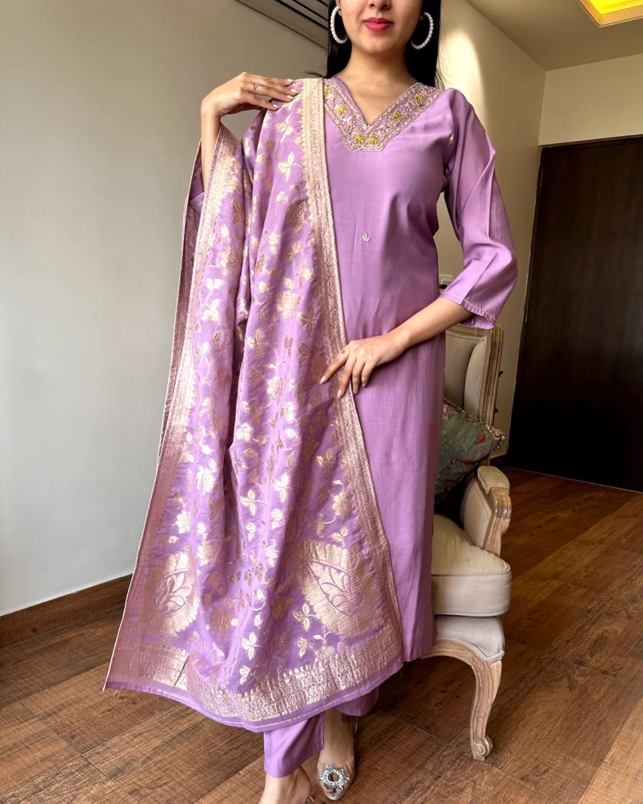 Joyful Viscose Silk Kurta Set with Beautiful Dupatta and Pants.