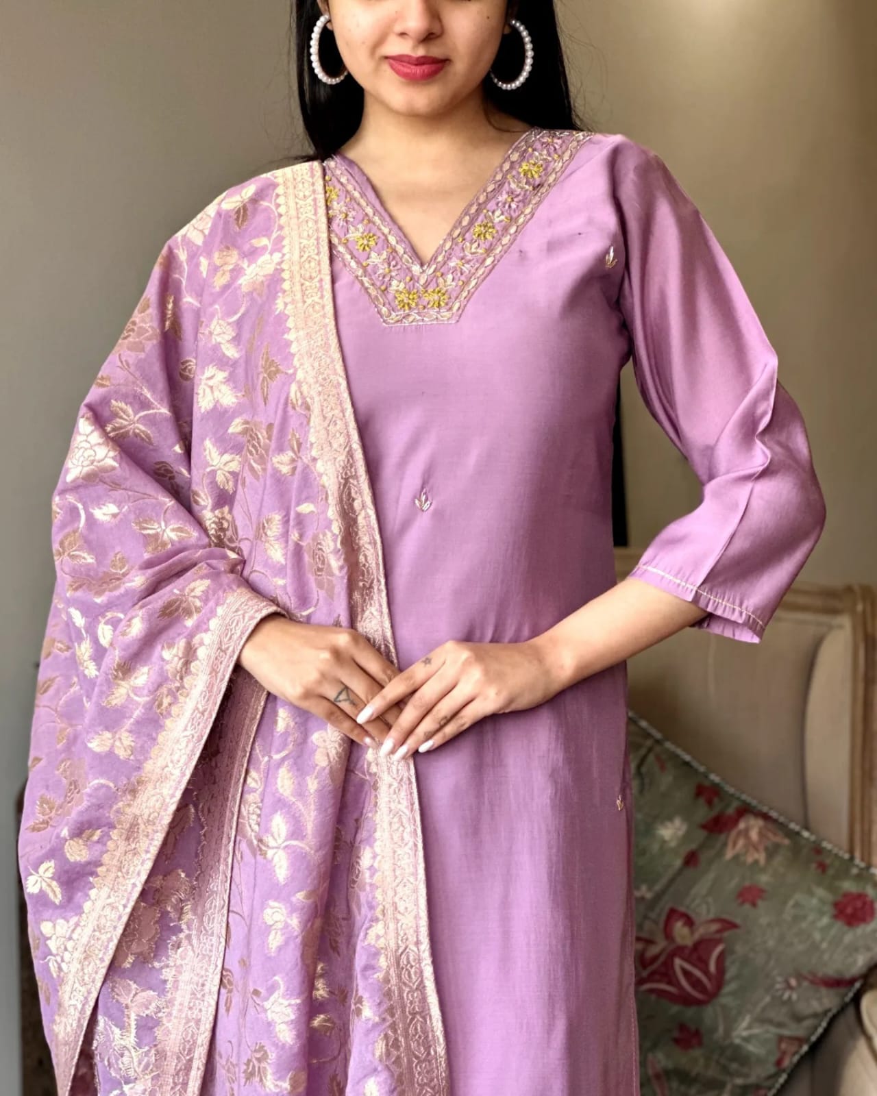 Joyful Viscose Silk Kurta Set with Beautiful Dupatta and Pants.